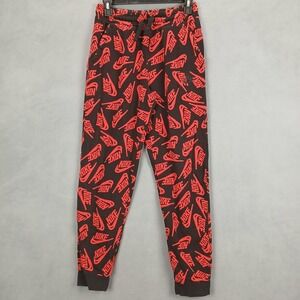 Nike Sweatpants Boys XL Black Logo Print Elastic Waist Performance Tapered Leg